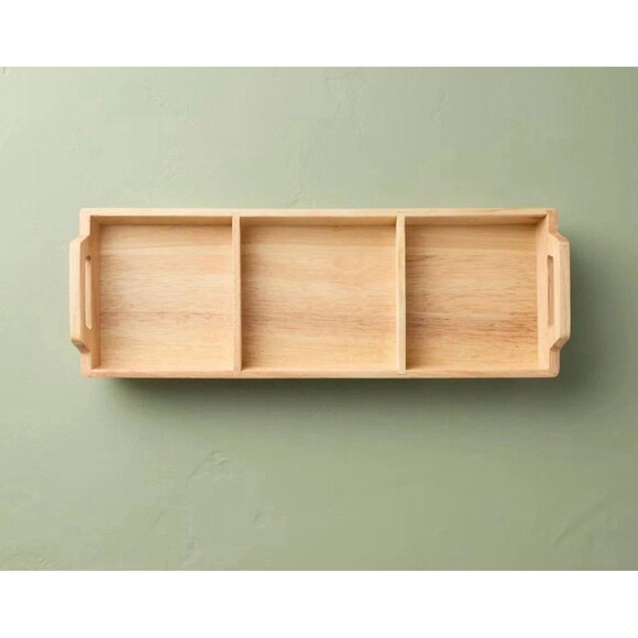 Hearth & Hand Magnolia Foldable Wood Serving Tray 19” Brown Portable Table Stand - Picture 3 of 9